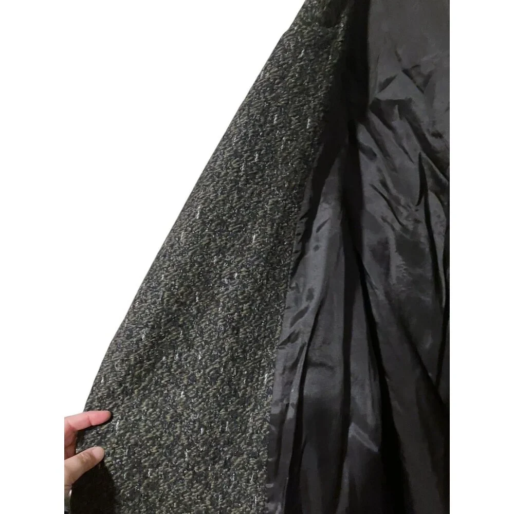 Vintage Falcone Tweed Overcoat 42 Coat Double Breasted USA Minimalist Capsule - Picture 7 of 14